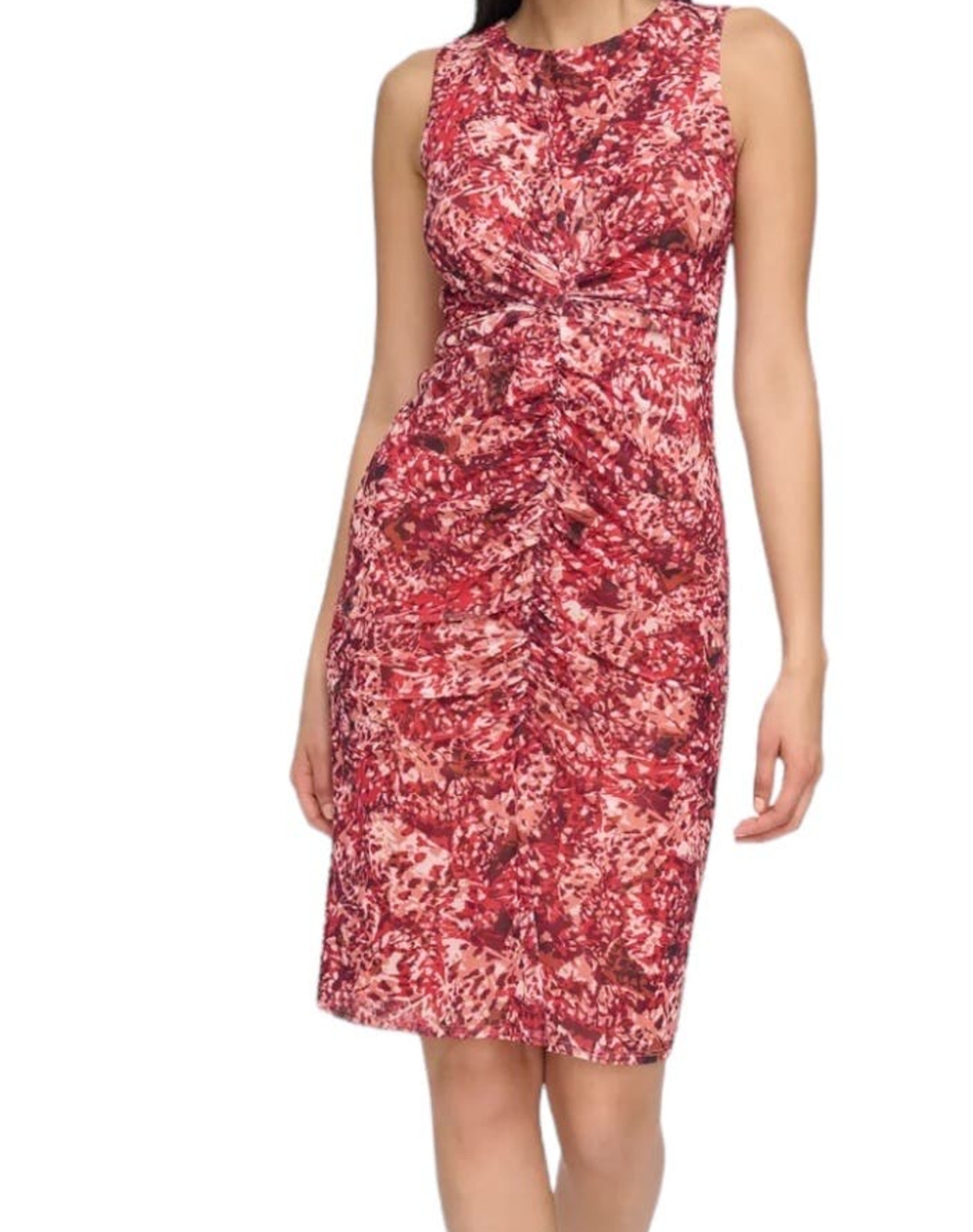 Vince Camuto dress floral print hi low midi pink size 8